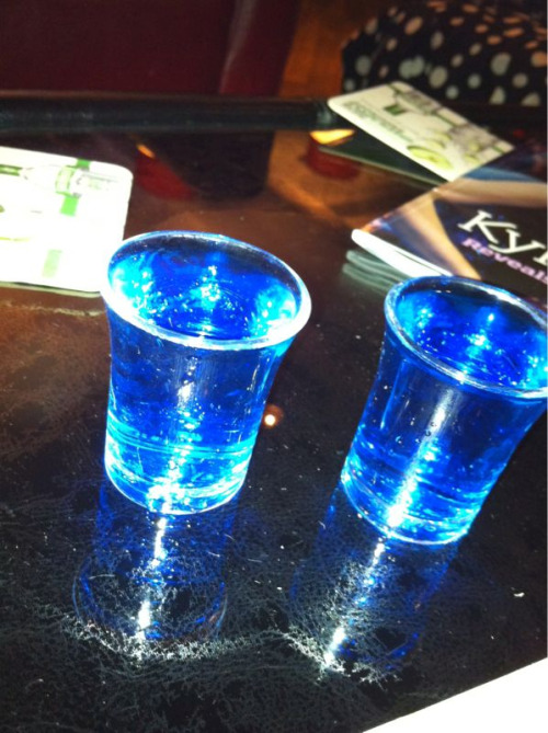 Mysterious blue shots Location: Eden Bar, Birmingham Description: odd. This is what that happens on a dull night I’m brum