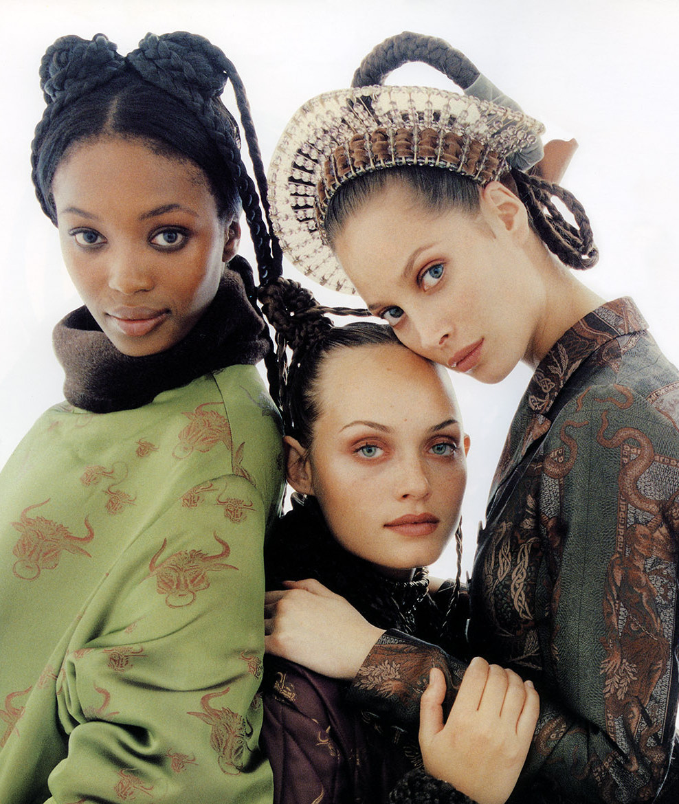 Naomi Campbell, Amber Valletta, and Christy Turlington by Steven Meisel for Vogue