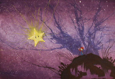 Mario Art!
PS: the non-geek art on his site is even better