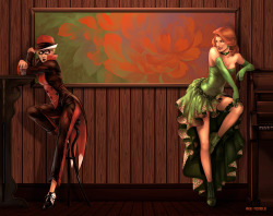 albinwonderland:  fyeacomicladies:  (Ruby and Jade by Maren Marmulla) I really like this twist on them! :DD  