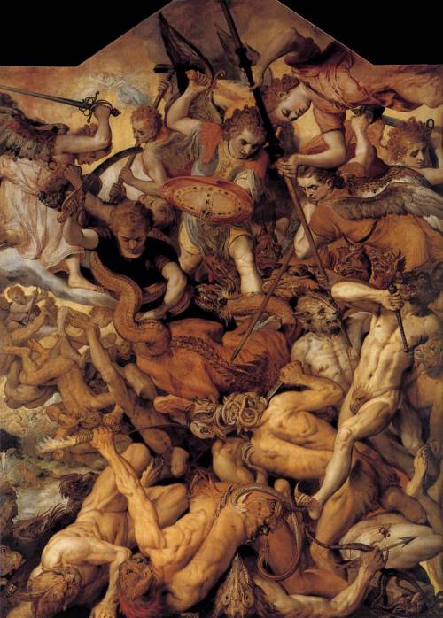 defterisk:unrealitycircle:darksilenceinsuburbia:The Fall of the Rebellious Angels by Frans FlourisVi