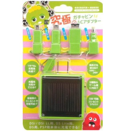 Gachapin AC Adapter by Answer. Basically the ultimate DS charging accessory, combining a solar panel, charging adapters for DSi/LL, PSP, DS Lite, and DS, and Gachapin.
See also: More Gachapin