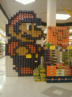 xphantomriderx:  farore-:  hylian:  ranga-sauce:thedailywhat:  Super Mario Supermarket of the Day: Awesome stock boy is awesome. [reddit.]    