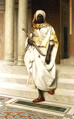 plumpprettypisces:  exquisiteblackpeople:  thetpr:  anomaly1:  blkitalian:  petrominahspet:  black-culture:  astec:  sudanese:  maizans:  African Warrior 19th painting showing a nubian muslim palace guard of the Sultanate of Sennar, Sudan       This that