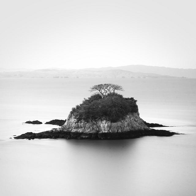 black-and-white:  Lone tree island (by Kanaka Menehune)   żyjemy na archipelagach 