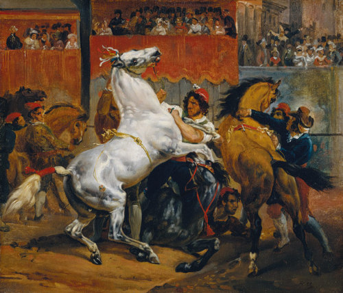 curators:missfolly:The Start of the Race of the Riderless Horses by Horace Vernet, 1820 