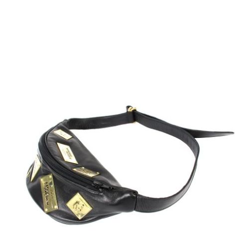 Jeremy Scott leather Fanny Pack/ Bumbag with Metal plates $580