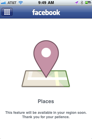 Just updated my Facebook app and tried to check out their new ‘Places’ feature as I don’t quite understand how it’s going to work (especially how it integrates with other location apps). I also tried touch.facebook.com, but unfortunately it’s not...