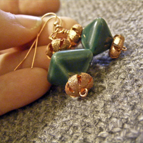 Green Diamante Earrings