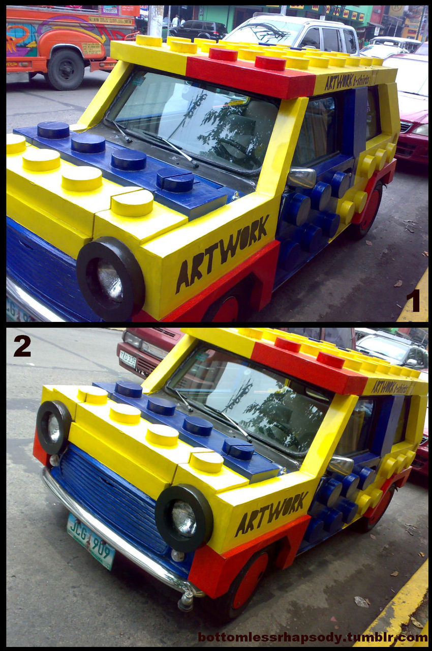 wireswithouttraces:  thedailywhat:  Lego Thing of the Day: Life-size Lego car, spotted