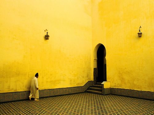 Photograph by Bjoern Obst | A beautiful room of yellow in the shrine of Moulay Ismail, Meknes, Moroc