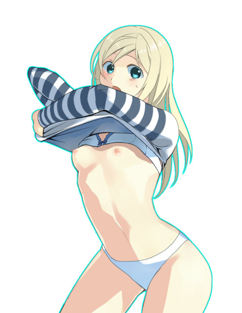 shy-azusa: blonde hair blue eyes blush bra breasts end of eternity flat chest hi lingerie long hair 