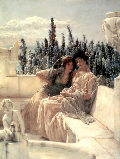 welovepaintings: Sir Larence Alma-Tadema Whispering Noon Private Collection 15.47 inch wide x 22.05 