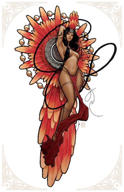 parkerhurley:  korovamilk:  Apparently this is the Aztec goddess of sex and filth, which I totally wouldn’t’ve guessed just by looking at her.  definitely mucha inspired. love it.  