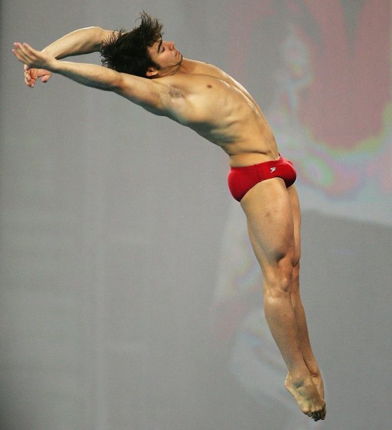 Canadian World Champion diver: Alexandre Despatie. He&rsquo;s packing a pistol!