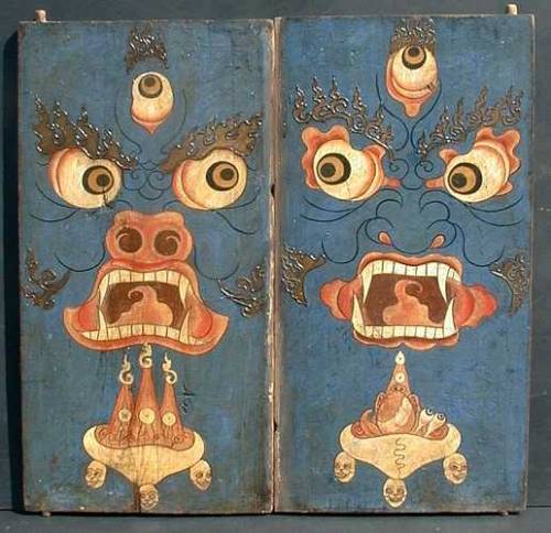 A pair of thorgum cabinet doors , Tibet, 18th-19th c., via www.asianart.com