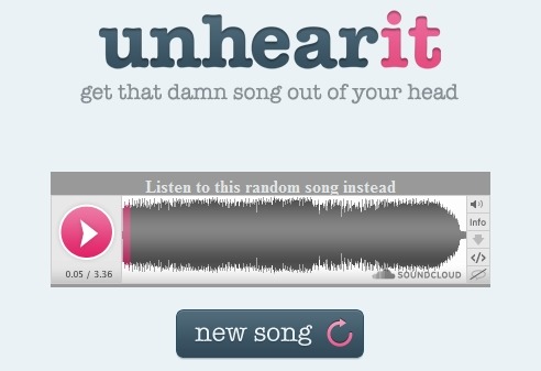 thedailywhat:  Single Serving Site of the Day: Song stuck in your head? Extract that sucker by force with “Unhear it”:  Using the latest techniques in reverse-auditory-melodic-unstickification technology, we’ve been able to allow our users to “unhear”