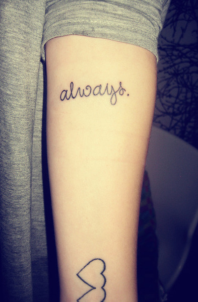 fuckyeahtattoos:
“ My lovely Snape-Quote tattoo on my underarm :) Just got it done yesterday (got 2 other tattos aswell). Found the font here on tumlbr, you can see the picture on my tumblr; http://sstarstrukk.tumblr.com/
”