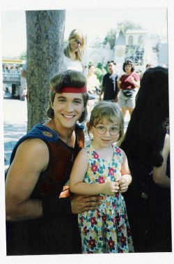 bornwithglitter:  fuckyeahdisneyland:   Me and Hercules in 1998. I was in love. (bittlelottle.tumblr.com)  THIS IS TOO ADORABLE. I’d be in love too! ;3  OHMYGOD HOW CUTE. Also, why don’t they have a Hercules anymore? D:  omfg I wish they had a Hercules.