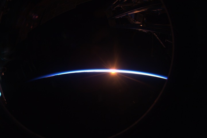 “ Another breathtaking sunset…we get 16 of these each day in Earth orbit, each one a treasured moment. That beautiful thin blue line is what makes our home so special in the cosmos. Space is cool…but, the Earth is a raging explosion of life in a vast...
