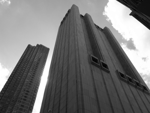 scavengedluxury: 33 Thomas Street, New York. This mysterious windowless edifice is in fact a telecom exchange. It’s off Broadway a few blocks North of City Hall Park. The streets around it were deserted which added to its general vibe of serene menace.