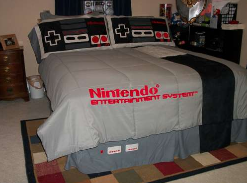 thedailywhat:  Badass Bedspread of the Day: Homemade NES bedding set by Instructables member rpaxton and his mom.  My brother has had the same bedding set since the 6th grade. For his birthday this year, my mother and I wanted to create something special