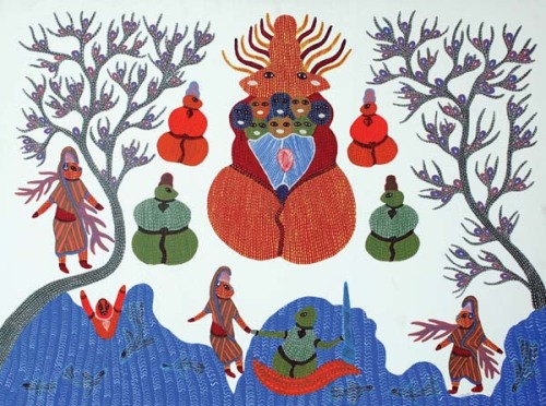 Ramkatha painting for the Gond tribal version of the Ramayana, via www.ignca.nic.in