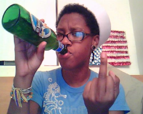 gpoy: drinking more in bed edition. i got an attituuuuude. you dig my sailor hat? 