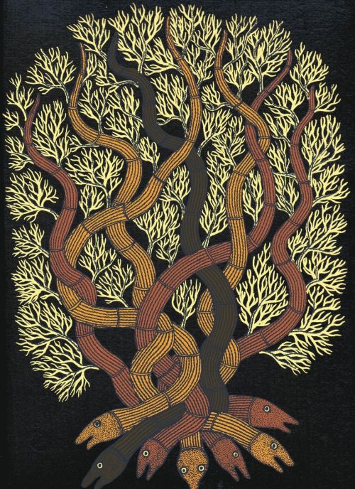 eyeburfi:The Night Life of Trees (via peacay)Art: Bhajju Shyam, Durga Bai and Ram Singh Urveti. Desi