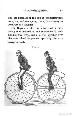 Boxofshiny:  The Duplex Machine. From The Modern Bicycle, 1876.   O, W Sam Raz Dla