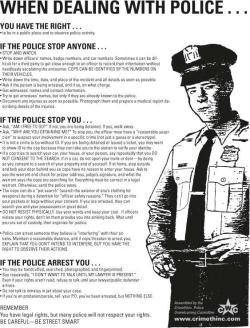 I definitely agree with most of this and believe that everybody, especially college students, should understand their constitutional rights and what law enforcement officers have the right to do. However, I do not agree with the broad &ldquo;STOP AND