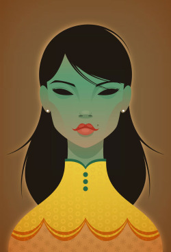stanleychowillustration:  A tribute to Vladimir Tretchikoff. “The Green Lady” Print available to buy at http://stanleychow.bigcartel.com/product/the-green-lady  A classic