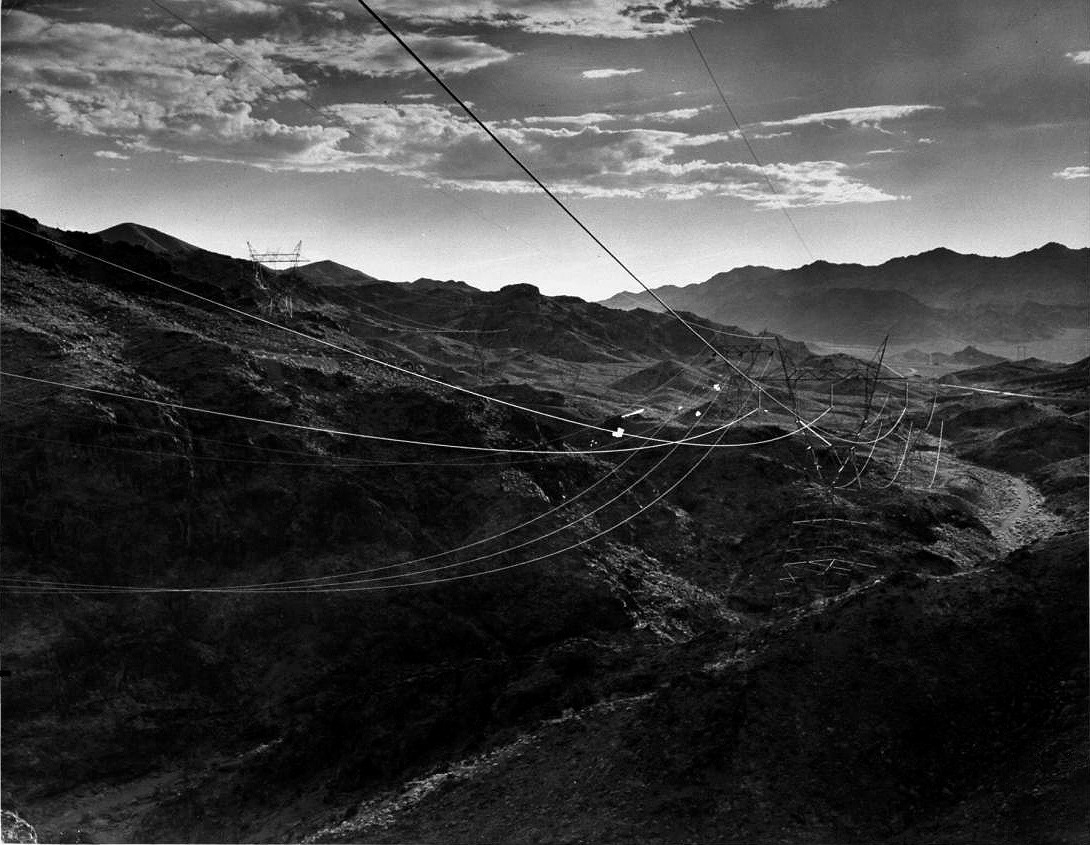 Power lines from Hoover Dam spanning the Black Mountains photo by Andreas Feininger,
