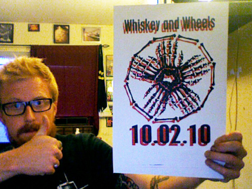 Screen-printing 101 w/Matthew. Free handbills for the RIDE/BBQ this Saturday.