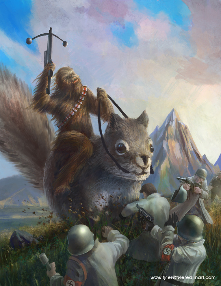 mxvltr:
“ Chewbacca riding a giant squirrel fighting Nazi’s
”
Enough said.