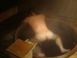 fuckyeahbearasia:  hot butt on a wooden hot tub It is great going to the sauna here and watching all the guys in tubs like this! 