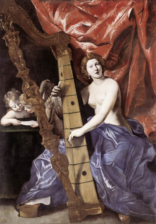 Venus playing the harp (Allegory of Music) by Giovanni Lanfranco (1582 - 29 Nov 1647). 1630-34 