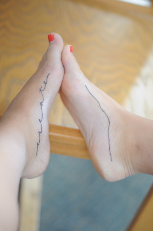 fuckyeahtattoos:
“ my first tattoos. ”create” on my left foot & a silhouette of mt. tamalpais, a mountain near where i grew up, on my right.
submitted by nicoleighton
”