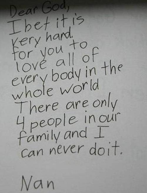 Letters from kids to God. adult photos