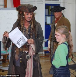 dinnerinthedarkroom:  thedailywhat:  So This Happened of the Day: 9-year-old writes letter to Captain Jack Sparrow asking for help in staging a mutiny against her teachers, Johnny Depp — who is in London filming Pirates Of The Caribbean 4 — shows