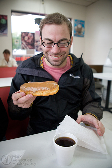 Neff really likes his maple bars. This was taken in the spring of 2009 on his visit