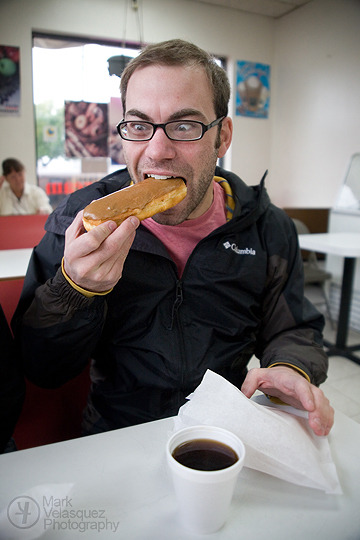 Neff really likes his maple bars. This was taken in the spring of 2009 on his visit