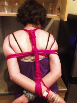 lowercasesecrets:  picture of me in rope bondage. taken at a fetish afterparty about four months ago. currently the only photo in existence of me in such a condition p.s. using hanky code to flag for bondage at a fetish party totally works. 