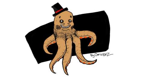 chrisrawrz:A drawing i made of an octopus…with a top hat.