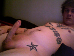 tommmy:  chubbycubbyhubby:  Yummy tatted and pierced cub.  HOT. DAMN.  YES. But where the fuck are his pubes?