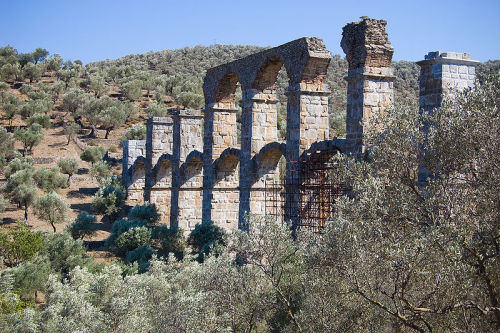 theancientworld: Near the village of Moría, Roman remains of an aqueduct, built at around 200