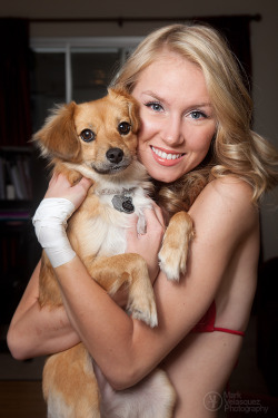 Cherish And Her Puppy Fauna During A Break From Our 2011 Calendar Shoot.  Comments/Questions?