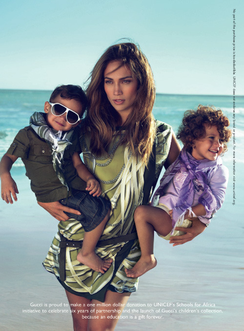 Not that it matters, but she’s not holding that kid in her left arm. Look at her hand, the shadows in the palm, there’s no weight there. So besides photoshopping her face straight down Uncanny Valleyland, Gucci also photoshopped J.Lo’s own child into...