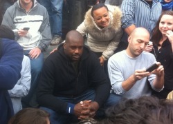 thedailywhat:  BAMF of the Day: As he said he would on 98.5 the Sports Hub’s Toucher &amp; Rich morning show, newly-christened Celtic Shaquille O’Neal today made his way to historic Harvard Square in Cambridge, MA, where he posed as a human statue