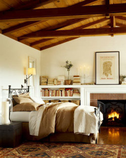 myidealhome:  rustic bedroom with fireplace